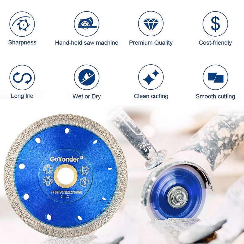 GoYonder 4.5 Inch Super Thin Diamond Saw Blade for Cutting Porcelain Tiles,Granite Marble Ceramics (4.5â€œBlue-2PCS) - Image 5